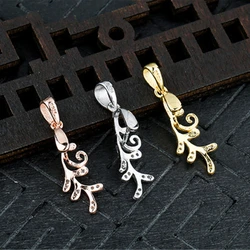 Sterling Silver Pendant Pinch Bail for Gemstones Gold Plated Solid 925 Silver Zirconia Pave Bail Connector