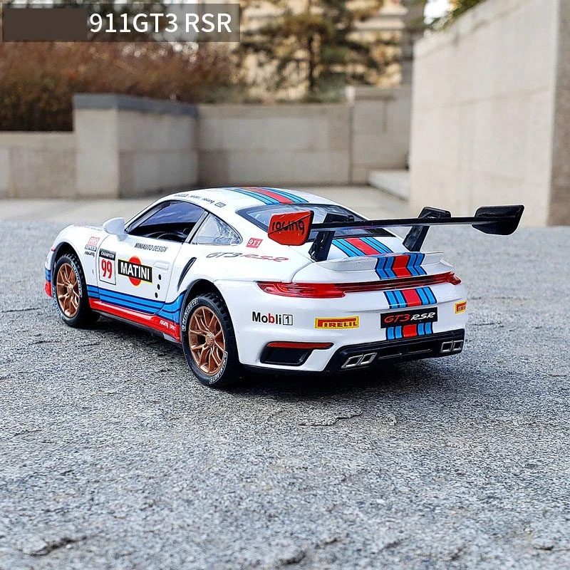 

1:24 911 GT3 RSR Sports Car Model Toy Alloy Simulation Sound Light Toys Vehicle For Gift