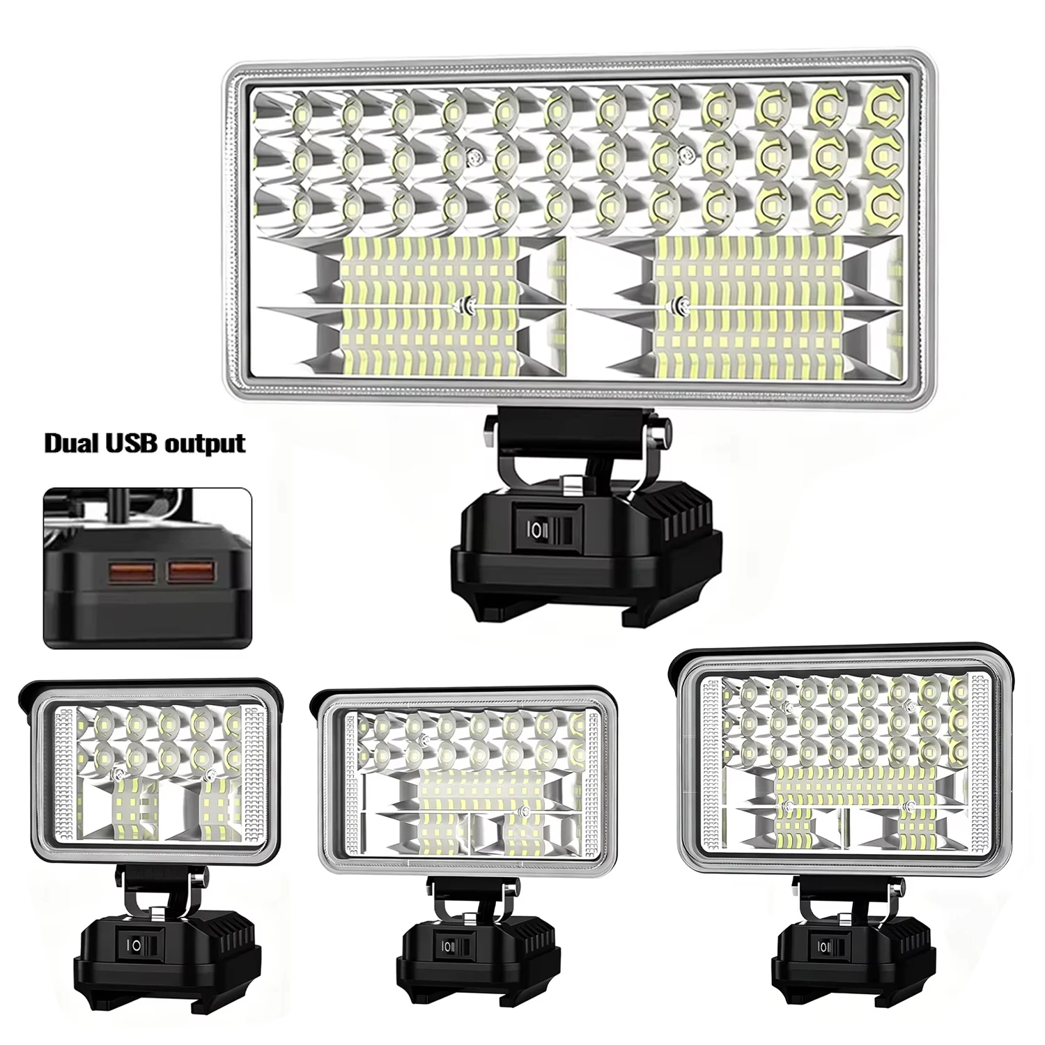 Portable Work Light For Makita LED Lights 3/4/5/8-inch Floodlight Flashlight 14.4-18V Battery Lamp BL1830 BL1840 With 2 USB