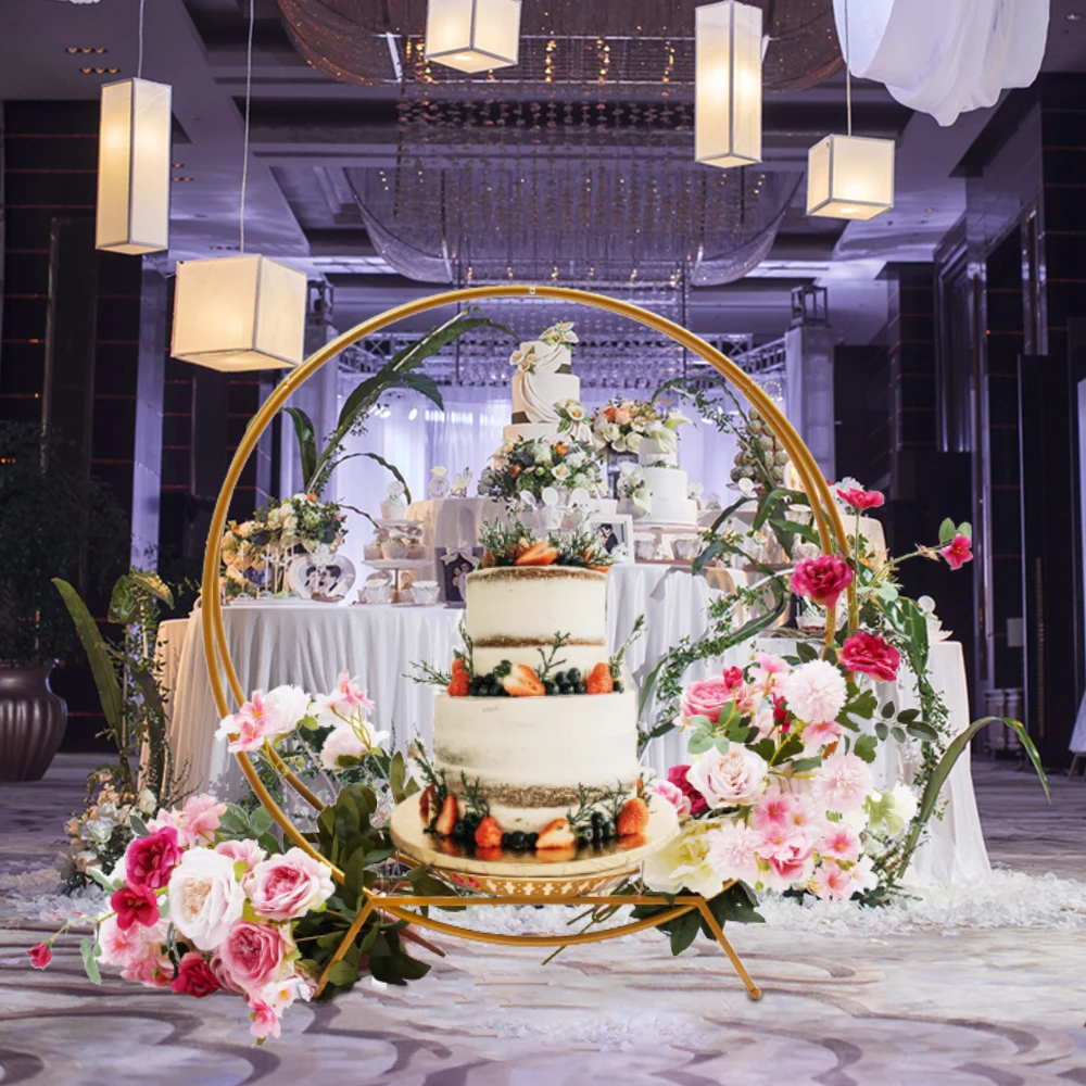 Gold 80cm Wedding Cake Stand Flower Stand Floral Hoop for Wedding Decoration