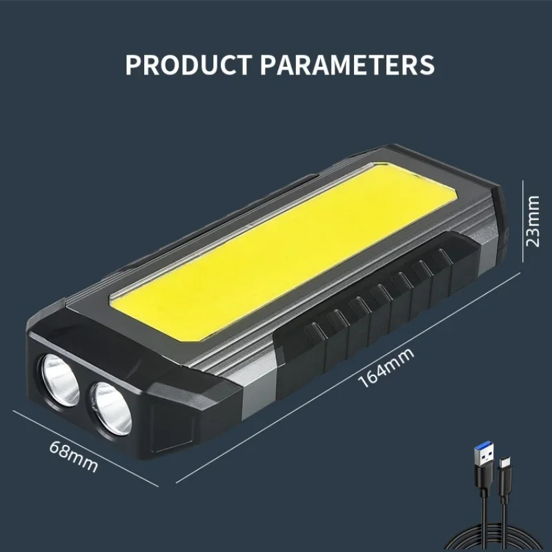 

Перезаряжаемый рабочий фонарь, светодиодный портативный фонарик 4000 мАч, магнитная лампа, 7 режимов с крючками для осмотра автомобиля, кемпинга, освещения