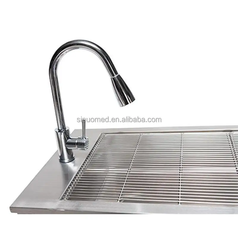 Vet Multifunctional Disposal Table With Facuets And Drawer Storage Stainless Steel Pet Grooming Preparation Table