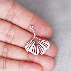 3X DIY Craft Vintage Tassels Earrings Necklace Women Ginkgo Leaf Stainless Steel Pendant Charms for Jewelry Making Accessories