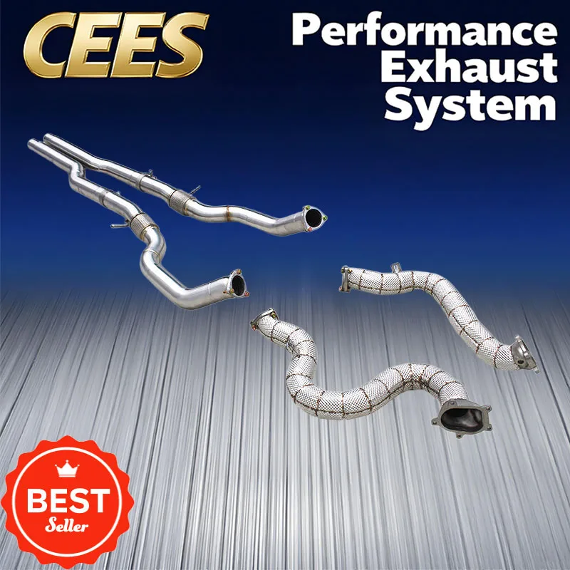 

CEES Free Flow Header Exhaust System for Audi S8 D4 4.0T 2013-2018 Stainless Steel Racing Car Exhaust Pipes Free Flow Downpipe