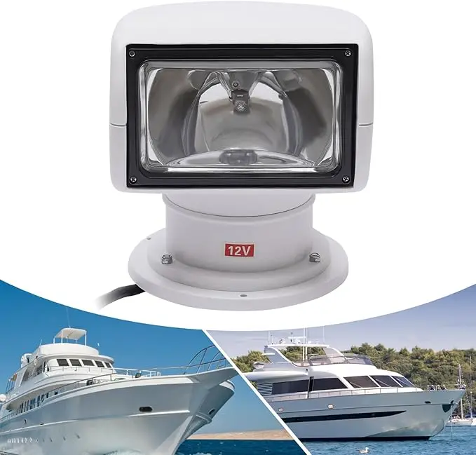 100W Powerful Halogen Marine Search Light 360° Rotate Yacht Speed Boat Rotating Spot Search Light Marine