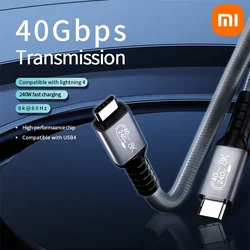 Xiaomi USB4 Cable 40Gbps 240W Fast Charging Cable Thunderbolt 4 Type C Thunderbolt3 USB C to C Data Transfer Cable For eGPU 2m