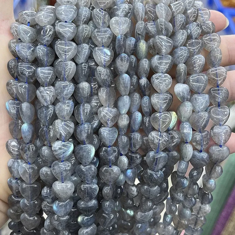 Labradorite BLACK heart 10mm blue rainbow 38CM for DIY jewelry making FPPJ wholesale loose beads nature