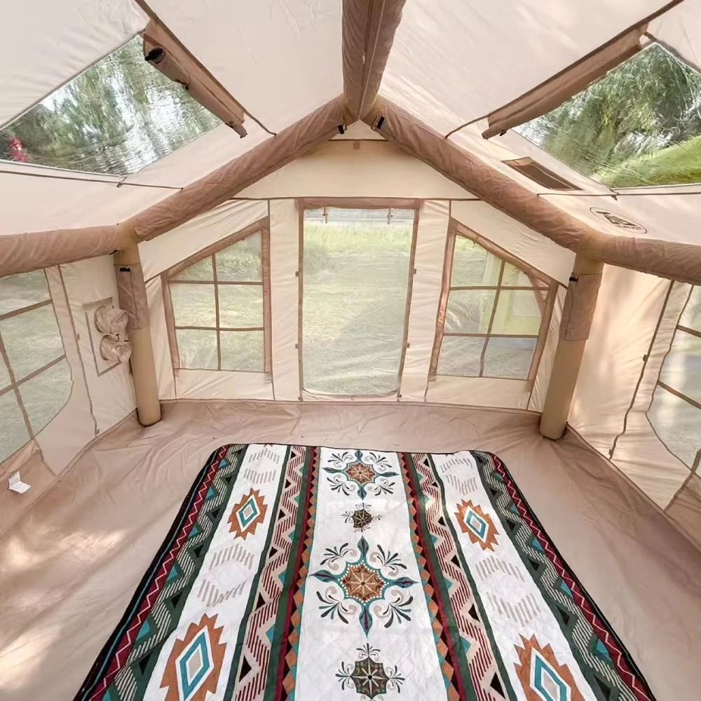 Durable inflatable camping tent with weatherproof and rain-proof design
