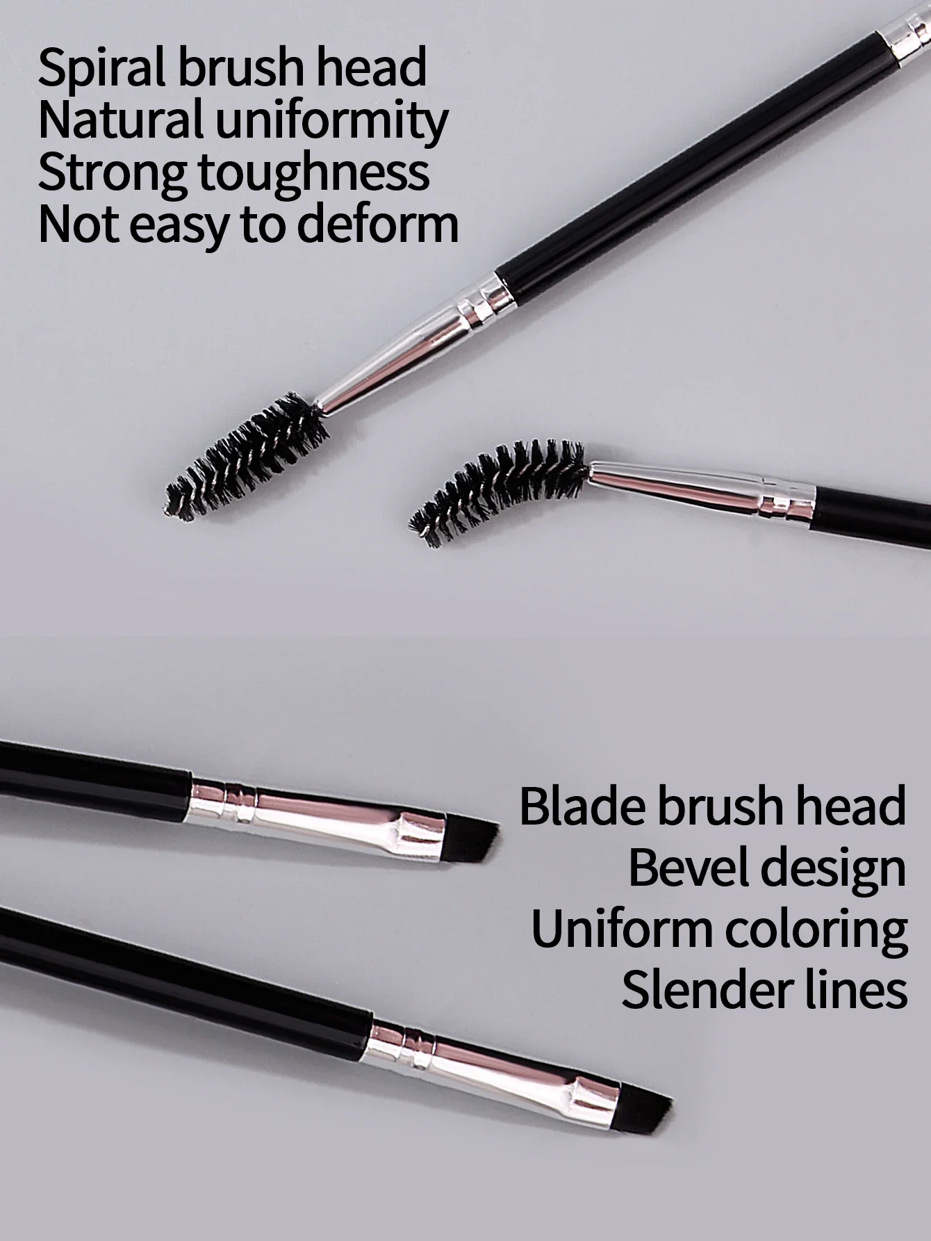 5 stks Zwarte tweekoppige mascara borstel, wenkbrauw borstel, mascara kam, curling make-up verfrissen, draagbare professionele oogmake-up borstel