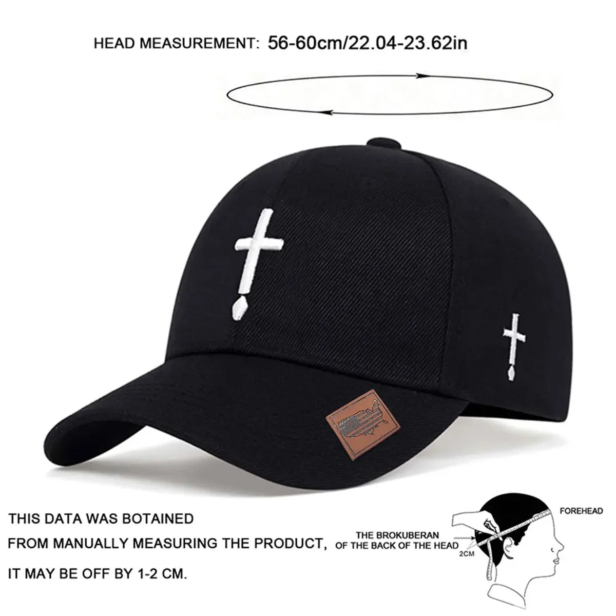 Unisex Cross Embroidery Baseball Caps Spring Autumn Outdoor Adjustable Casual Hats Dad Hat Sunscreen Hat