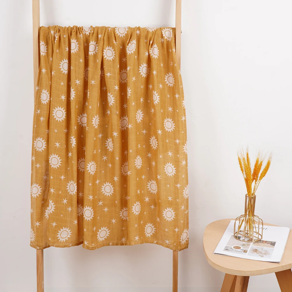 بطانية أطفال من الخيزران والموسلين ، مجموعة من 3 أجزاء ، بطانية قطنية ناعمة ، مطبوعة ، للمواليد الجدد