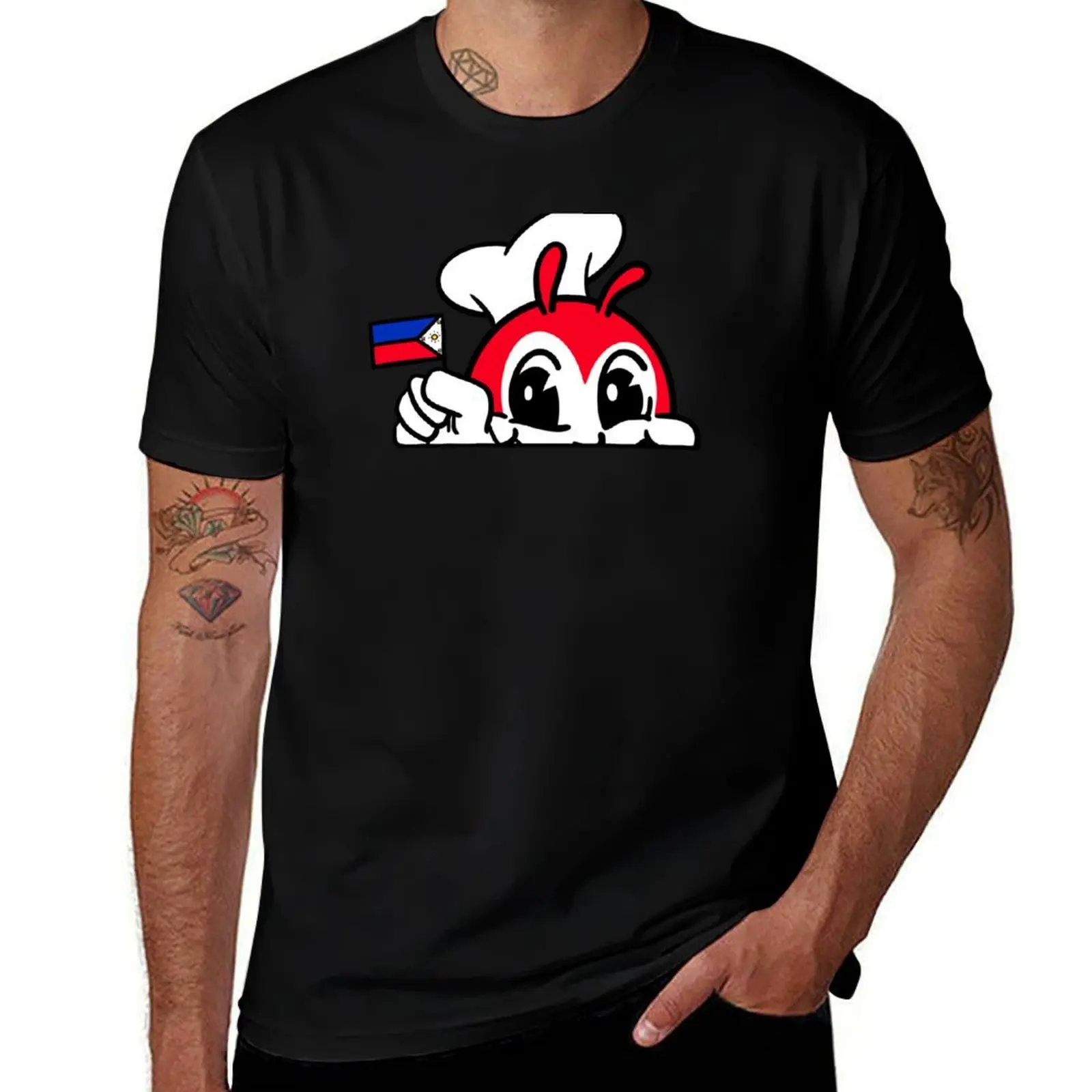

JOLLIBEE PEEKING PHILIPPPINE FLAG FILIPINO 2 T-Shirt Festival Casual Short Sleeve