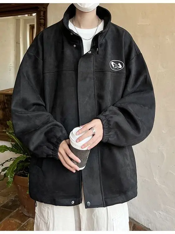 겨울 신상 남성 재킷 칼라 플리스 안감 캐주얼 스타일 소년용 미국 레저웨어 트렌디 스트리트웨어 청소년용