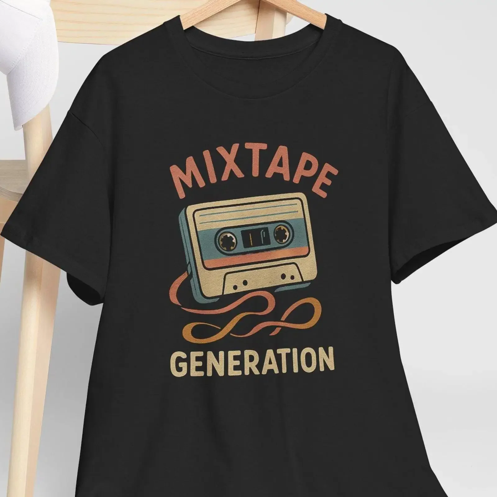 Mixtape Generation T Shirt Retro Cassette Tape vintage Washed designer clothes homme Top For Everyday Wear Slightly Unisex