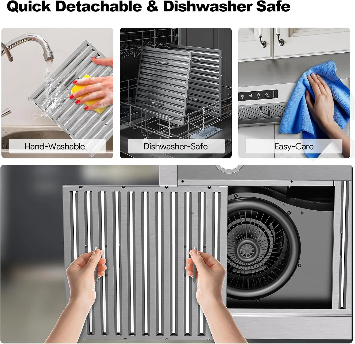 شفاط المطبخ 30 بوصة تحت الخزانة، شفاط المطبخ مع 980 CFM، استشعار الإيماءات 3 سرعات ولوحة تحكم باللمس، فتحة تهوية من الفولاذ المقاوم للصدأ