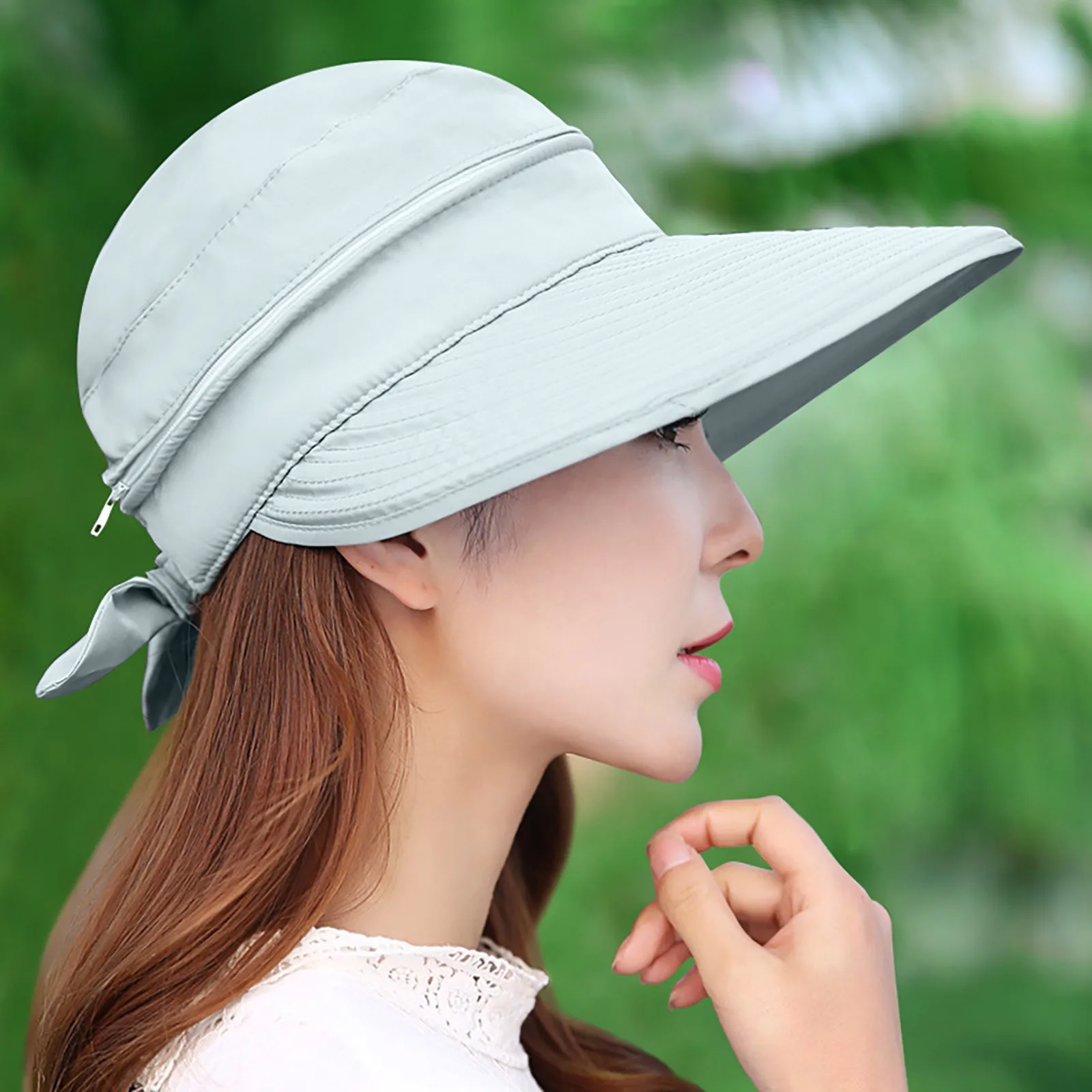 Sunscreen Hat Outdoor Travel With A Bowknot Empty Top Hat Detachable Beach Thin Cap For Female New Fashion Useful In Summer