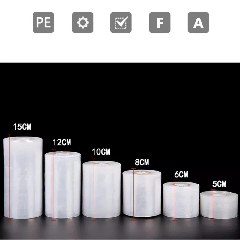 200m PE Clear Winding Stretch Thin Film Anti-damage Small Package Wrap Rolls Fixed Protect PE Leakproof Sticky Membrane Sheet