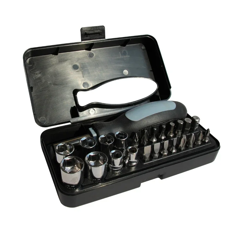 25 in 1 Sockets Set 25 PCS Hardware Sockets Set Mechanical Workshop Manual Repair Tool Kit Multifunctional Carbon Steel Tool