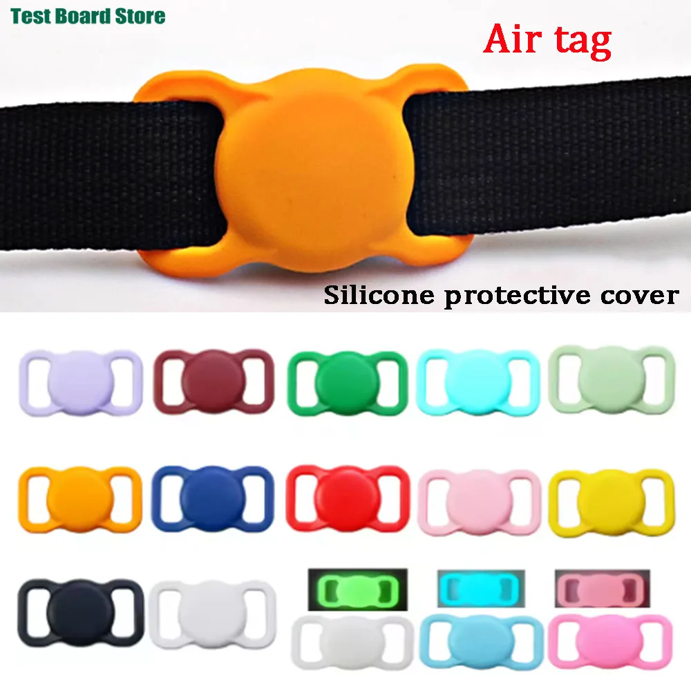 100 قطعة قابلة للتطبيق Airtag سيليكون طوق الحيوانات الأليفة مكافحة فقدان القط الكلب محدد اللون مضيئة حماية أبل المقتفي كم واقية