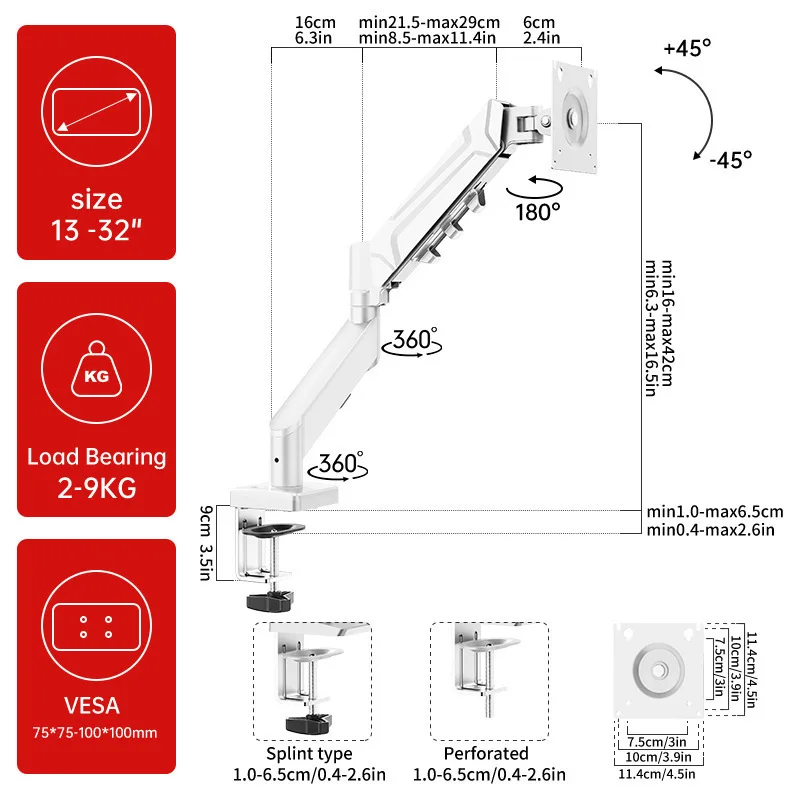 Picture 4: Computer Monitor Bracket Robotic Arm Desktop Rotating Display Screen Base No Punching, Double Screen Height Increase Frame