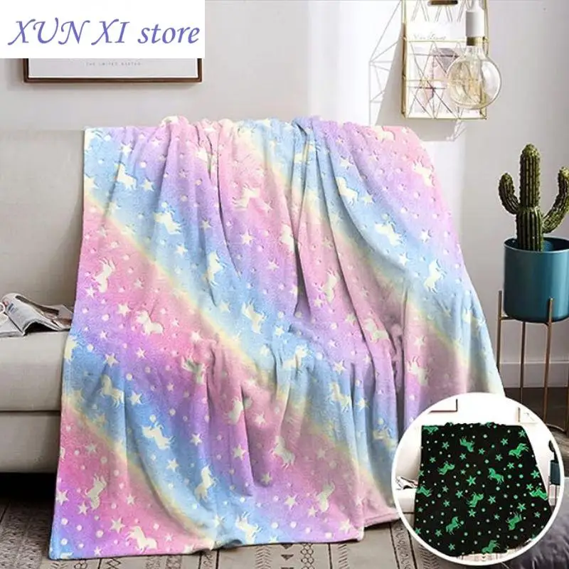 

2023 Cuddly Unicorn Blanket Glows in The Dark Unicorn Gifts for Girls Super Soft Warm Blanket Bed Sofa Fluffy Unicorn Blanket