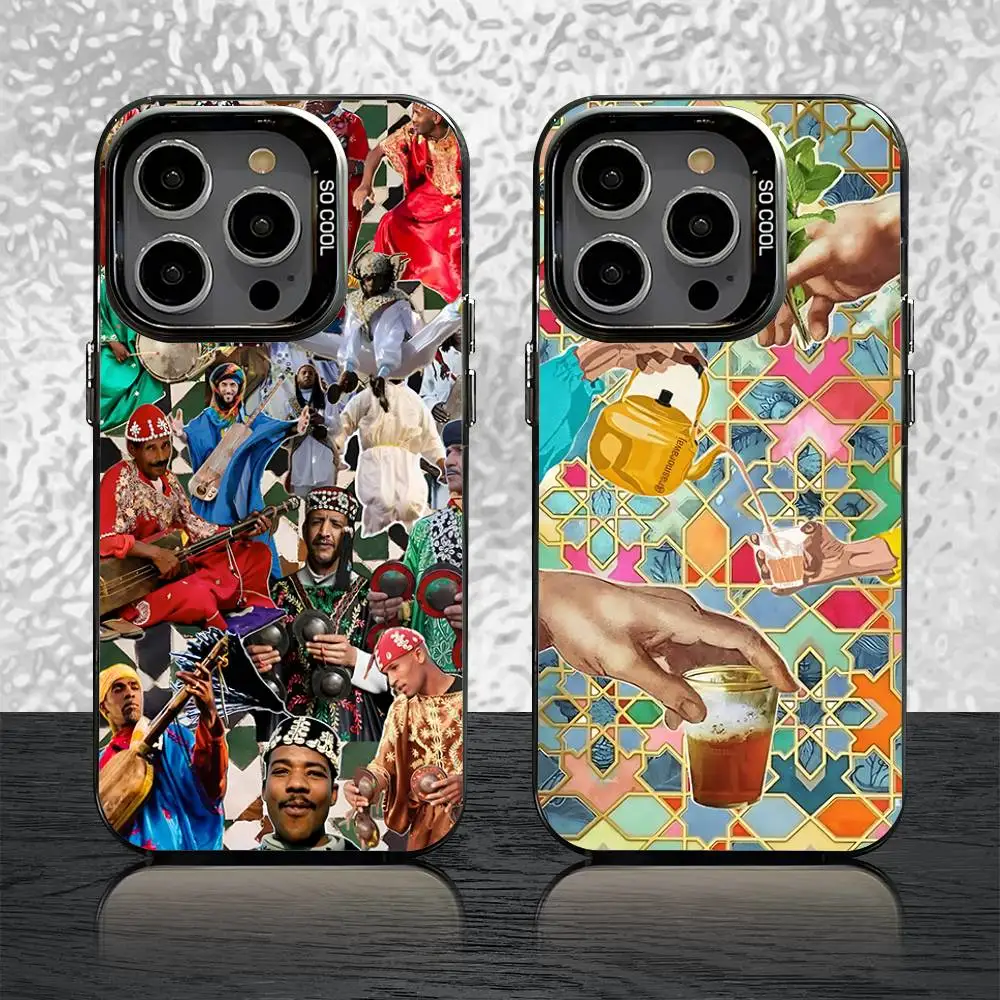 

Moroccan Gnawi Phone Case For iPhone 16,15,14,13,12,11,Pro,Max,Plus,Mini,SE Black Candy Matte Shockproof Cover