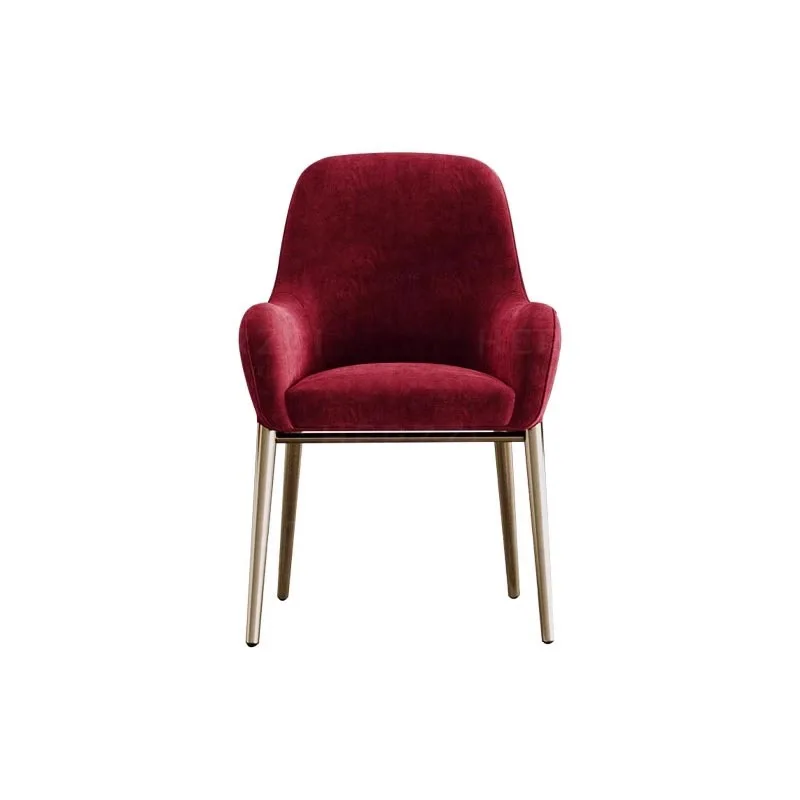 Sedia da pranzo moderna e leggera in acciaio inossidabile placcato oro con sedia da tè con schienale e braccioli