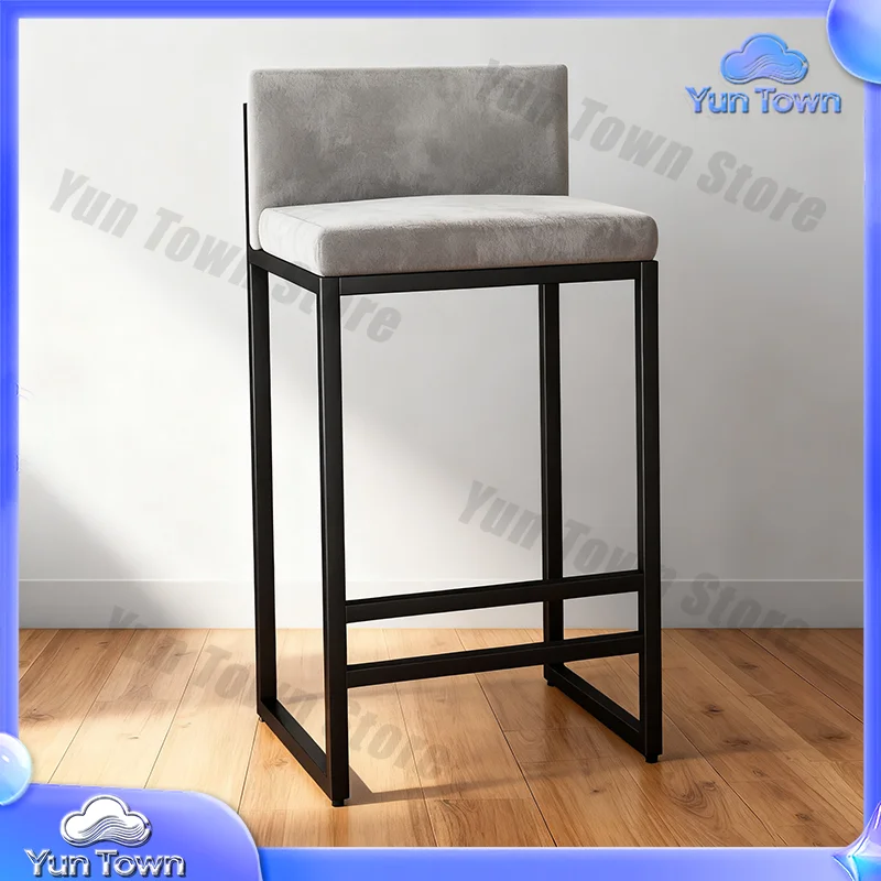 Stylish Gold Frame Bar Stool Comfortable Grey Padded Seats Sturdy Family Bar Cafe Construction