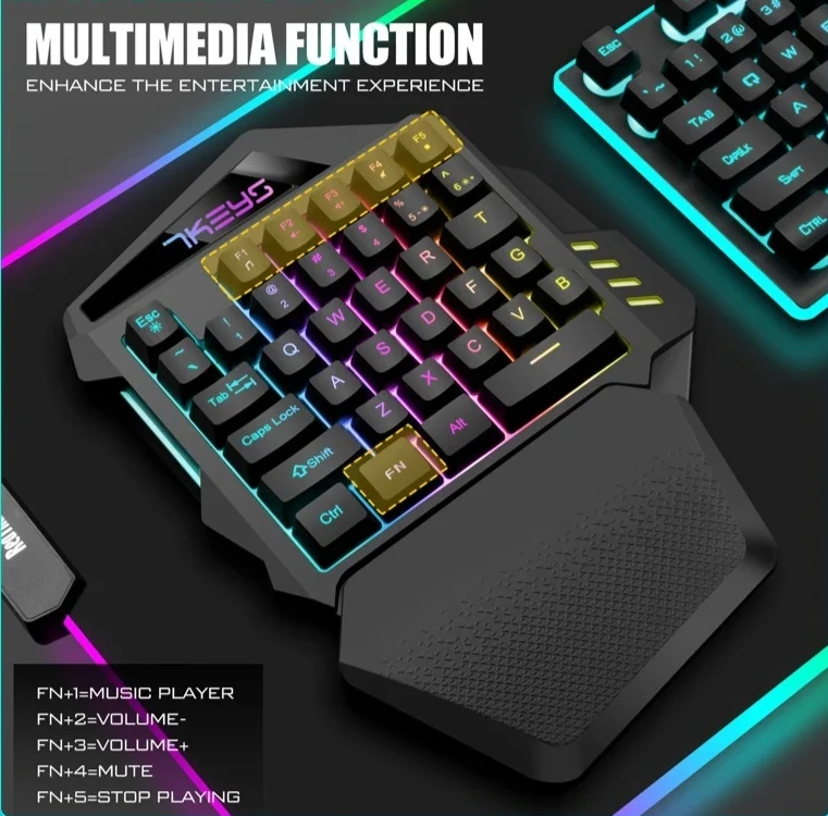 Imagem -02 - Teclado Mecânico do Jogo Um-mão sem Fio Rgb Esquerdo E-sports Pequeno Acessórios de Computador Presente 2.4g