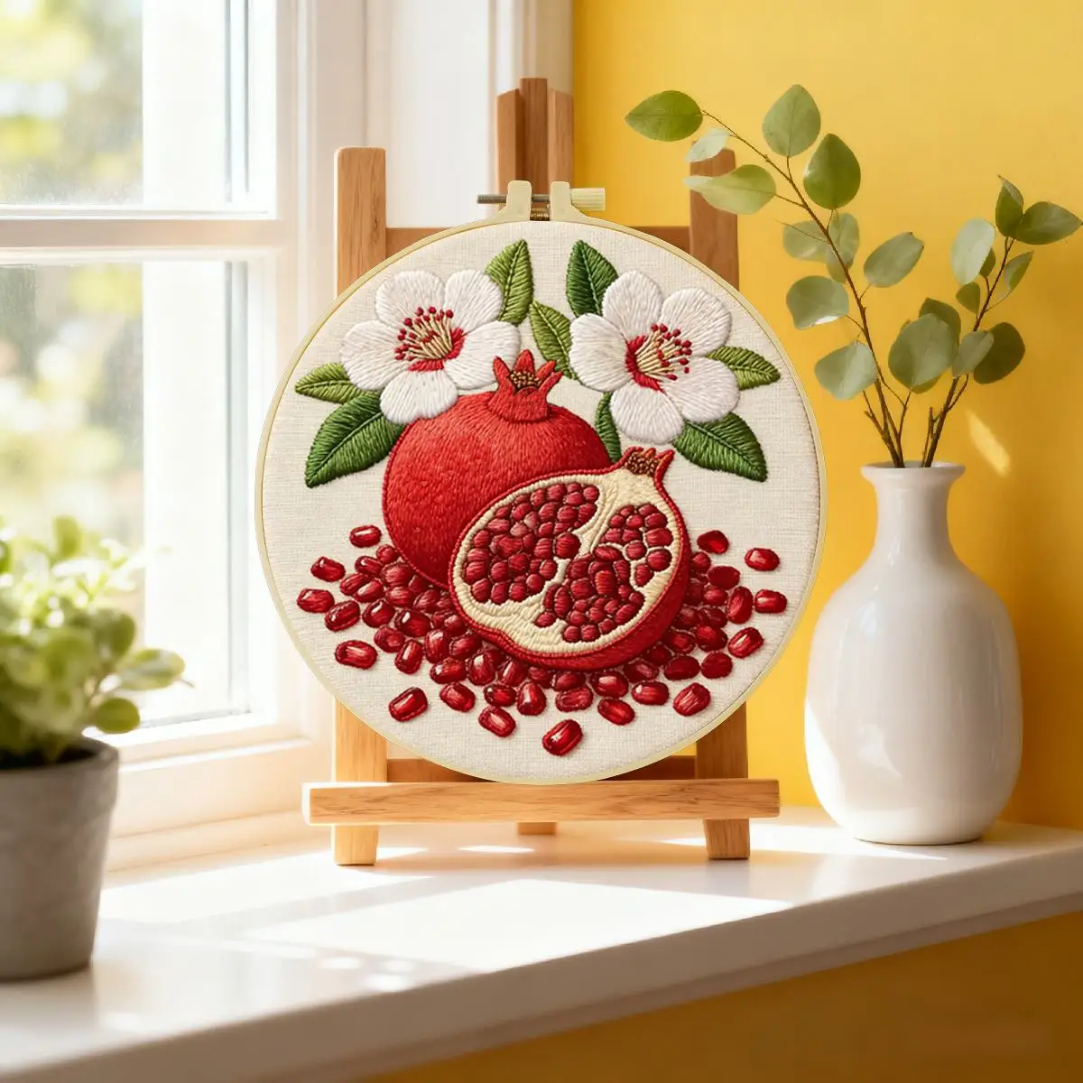 1 Stück 20x20 cm/15x15 cm 7,87/6,3 Zoll Rotes Hirsch Stickerei Starter-Kit DIY-Kit Stickerei-Set für Anfänger – Detail 4