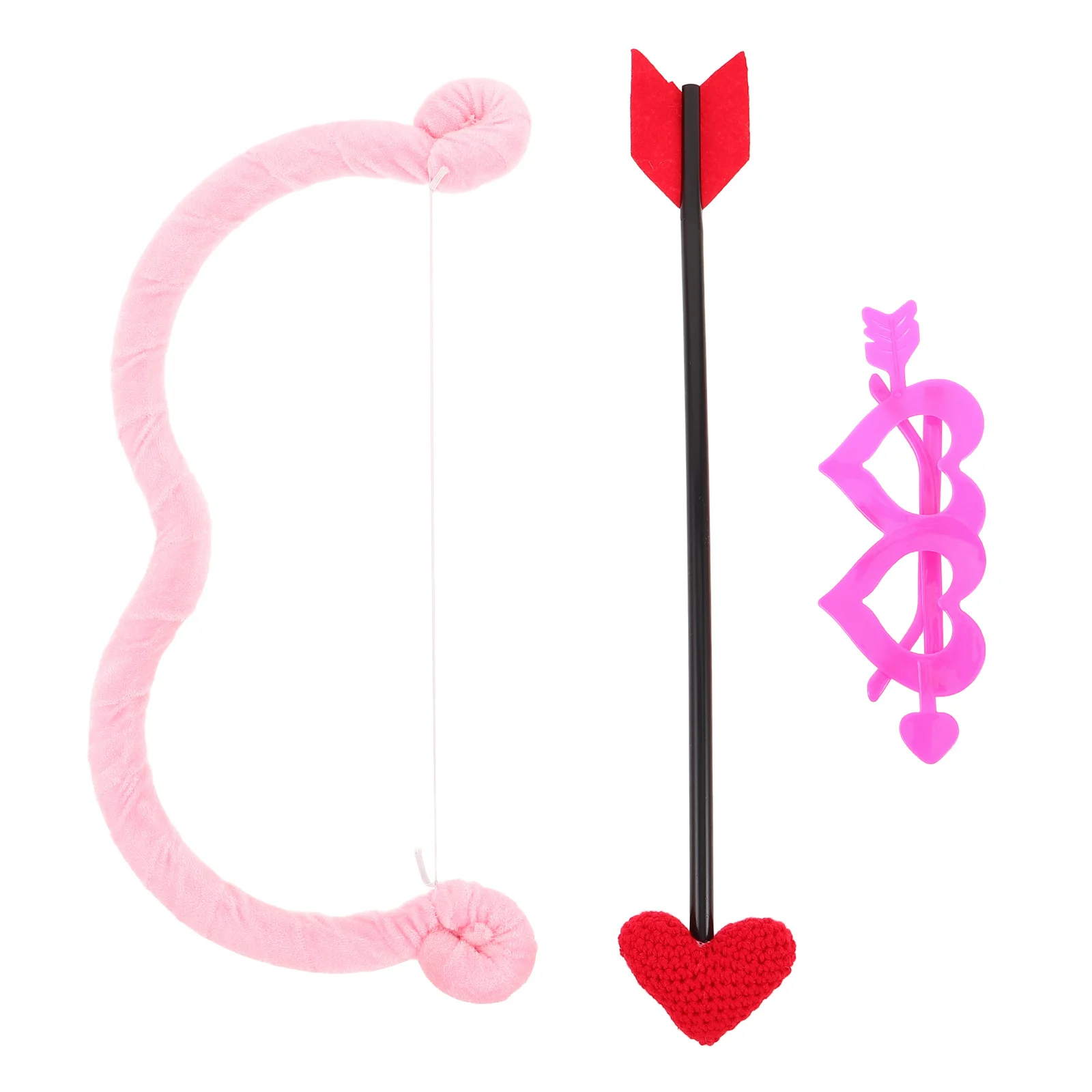 

1 Set Valentine Heart Bow Arrows Glasses Set Party Favor For Valentine’S Day Cosplay Role Play Photo Props Costume Accessories