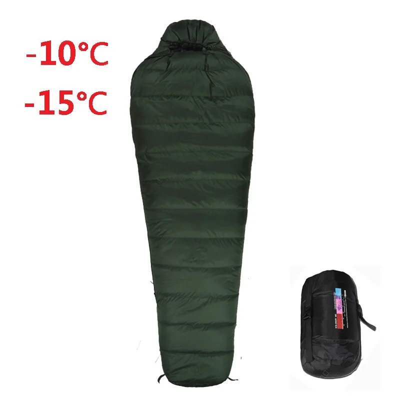 1500g/2000G Filling White Duck Down Adult Mummy Sleeping Bag Ultralight Outdoor Camping Tourist Portable Keep Warm Winter Use