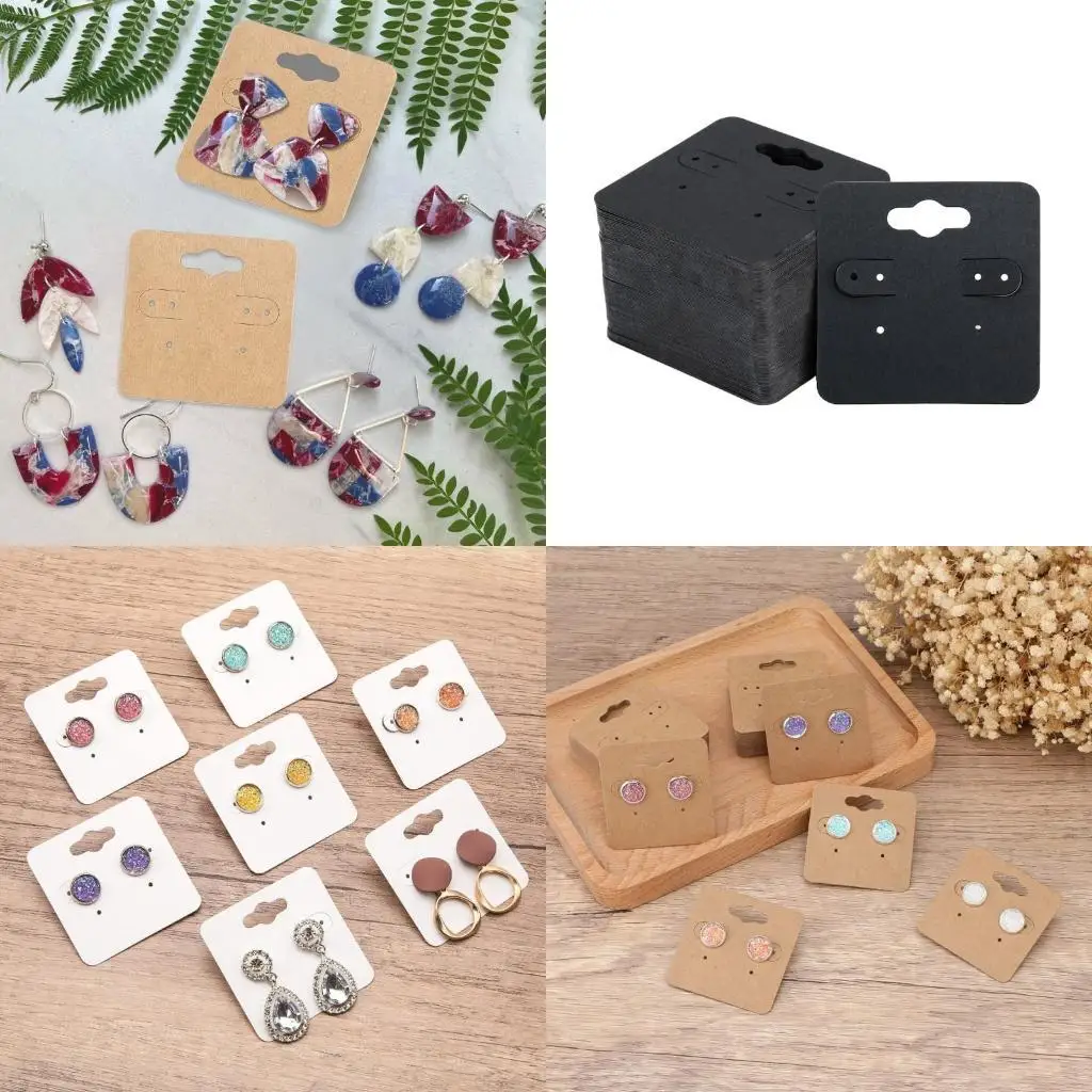 

Pack of 100 Square Cardboard Earring Display Cards for Jewelry Storage Showcase