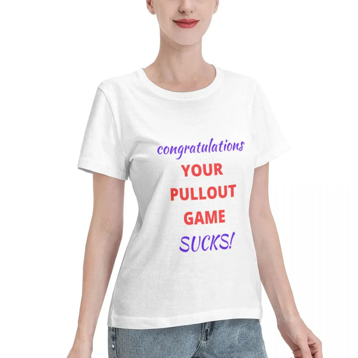 Washable Father To Congratulations Your Pullout Game Sucks First Kid Women's T-shirt Vintage Non Shrink Tshirt