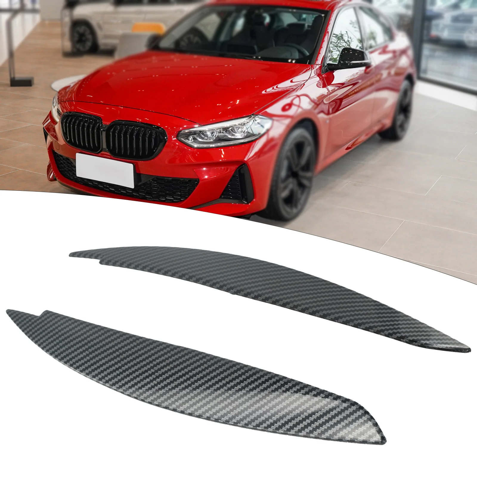 2pcs Headlight Eye Lid Covers Carbon for fibre Effect Eyebrows To For BMW 1 E87 for e88 E81 E82 Eyelids Brows 2008-13 Part