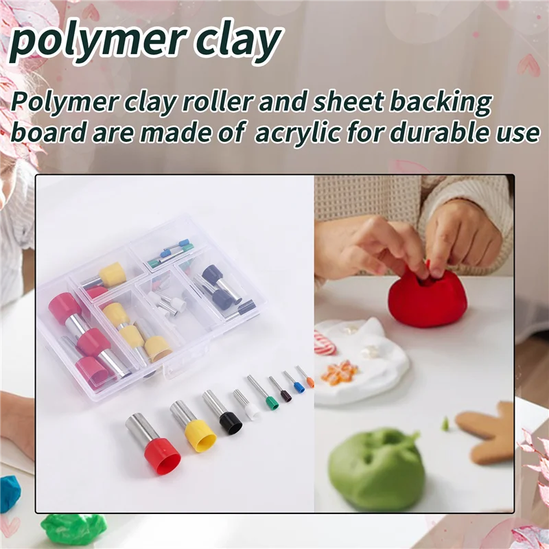 ABRO-45 Stück Polymer Clay Tool Kit Acryl Polymer Clay Roller Clay Blade Cutter Acrylplatte Runde Kreis Punch Tools