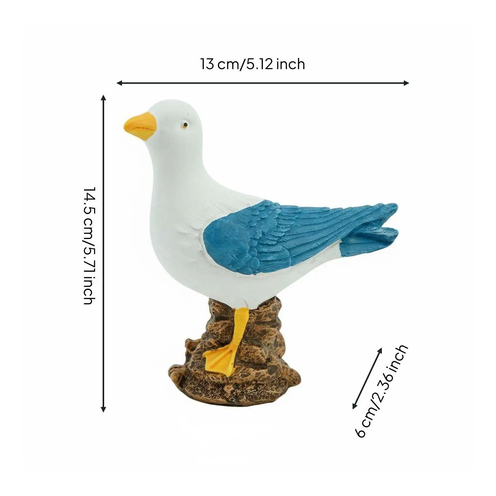 Seaside Theme Bird Model Sea Themed Resin Seagull Figurine Realistic Design Sea