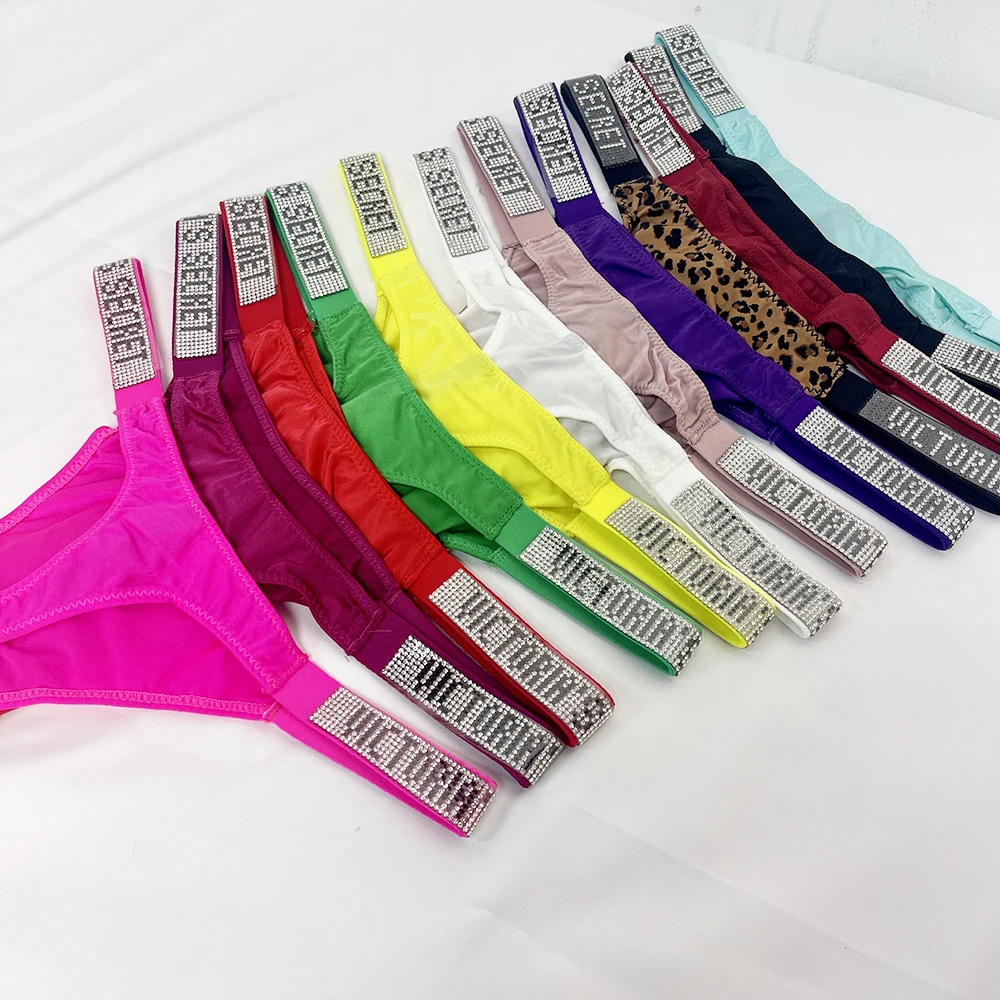 2024 Classic Women's Sexy Underwear Antibacterial No Show Fashionable Soft with Rhinestones Breathable Panties Women's Underwear