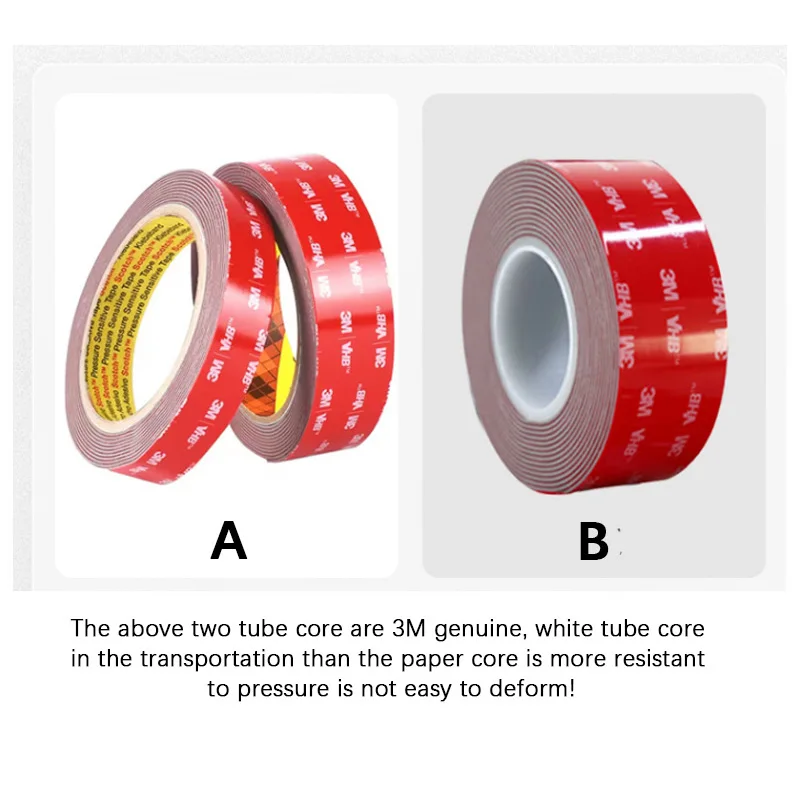 شريط لاصق على الوجهين 3M - شفاف - أكريليك - التصاق قوي - للمنزل والسيارة وتثبيت الحائط - بدون ندبة