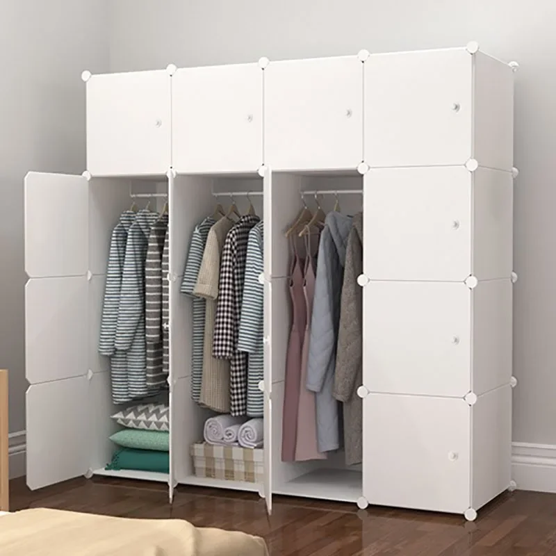 Wardrobe Closet Cabinet Simple Wardrob Plastic Space Saving Cabinet Portable Folding Bedroom Organizer Shelves Bedroom Furniture