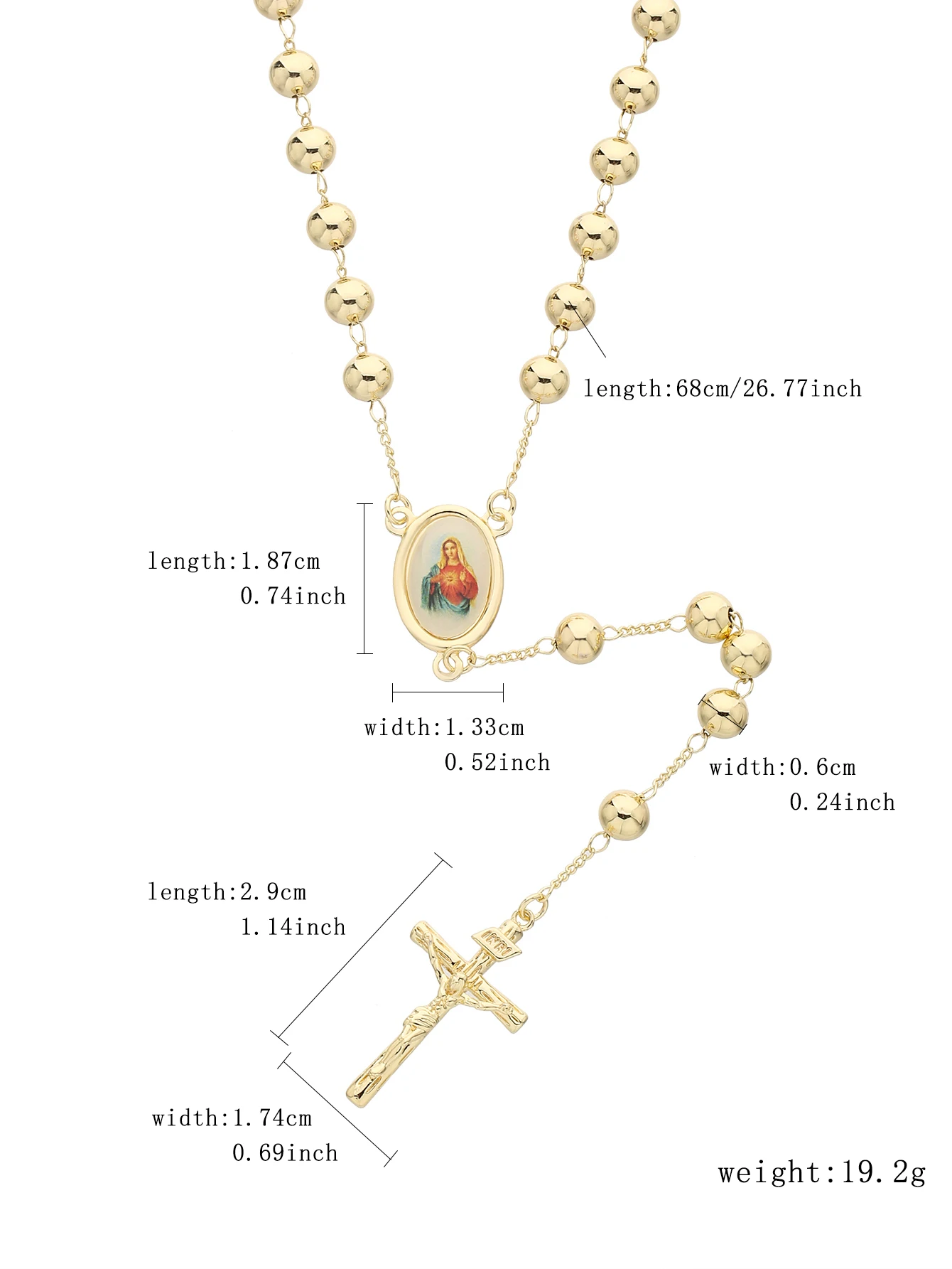 FanSibao Fashion متعدد الألوان مطلي الصليب الديني قلادة طويلة صديقة للبيئة النحاس مجوهرات محايدة #6