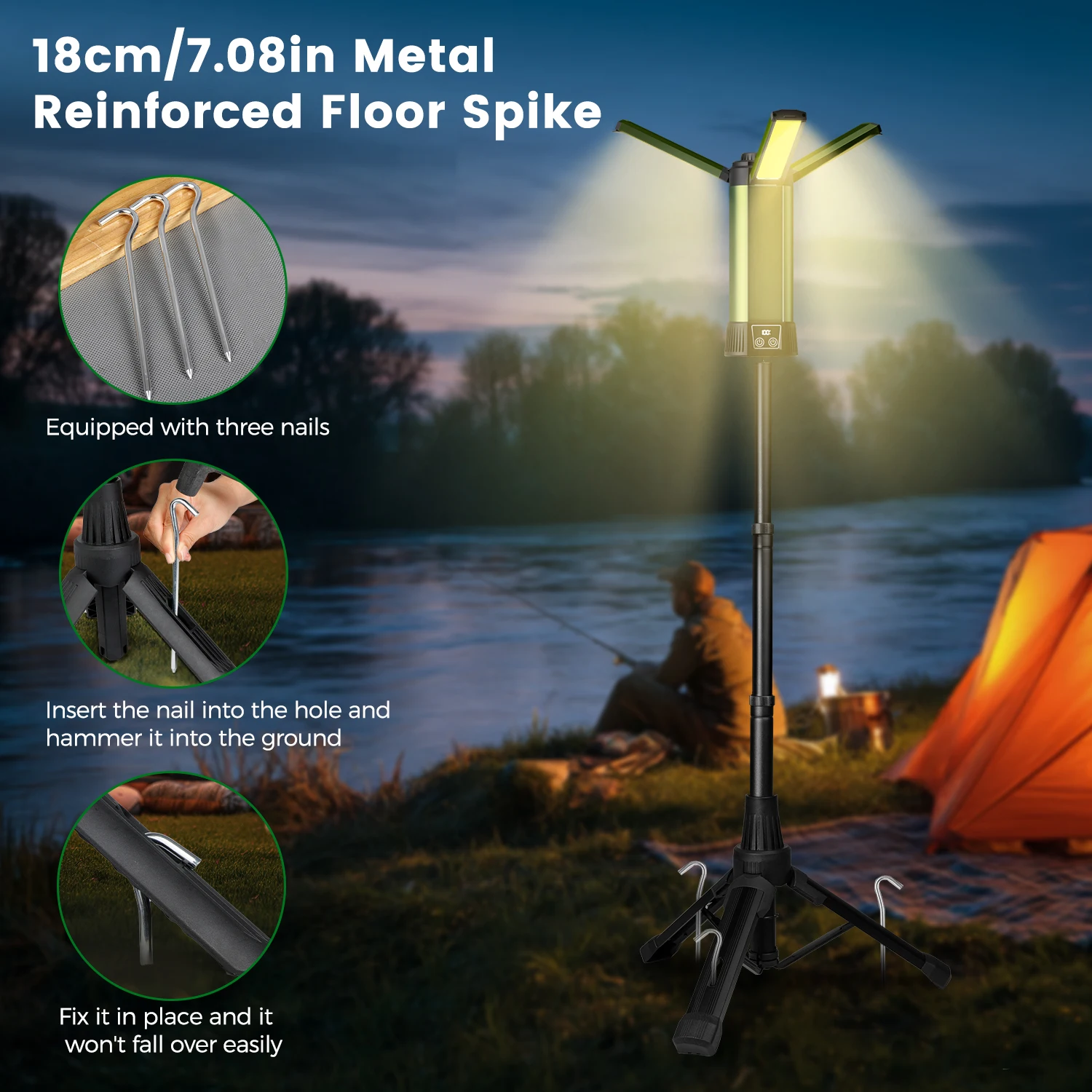 

8000mAh LED Outdoors Work Light with Stand Cordless Work Light with COB Dimmable Work Light Telescopic for Outdoor Campinglight
