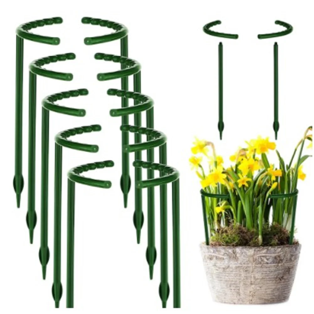 

6pcs Plant Support Ring Metal Half Round Plant Stakes For Flowers Vegetables Indoor Leaf Plants