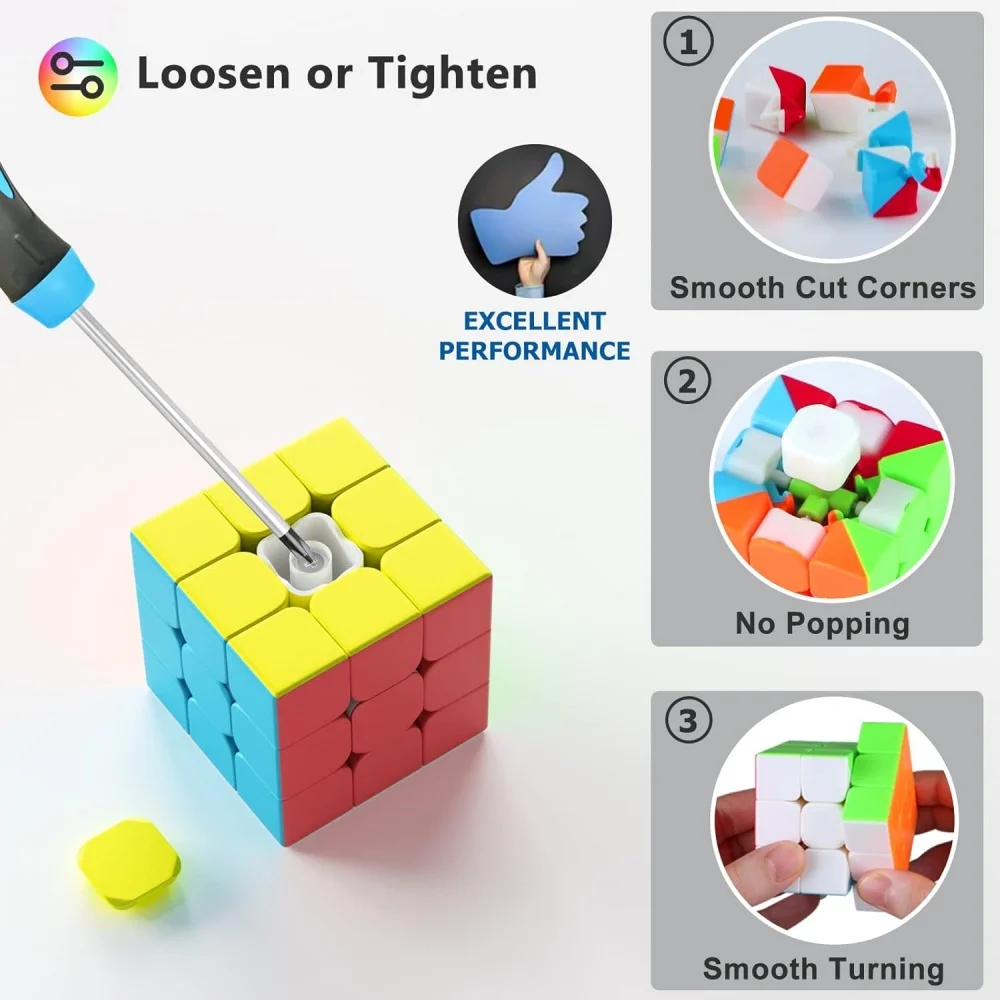 Qiyi 풀 사이즈 3x3x3 스피드 큐브 6 팩 매직 큐브 퍼즐 파티 장난감, 스피드 큐브 스티커리스 매직 큐브 퍼즐 큐브 장난감 선물