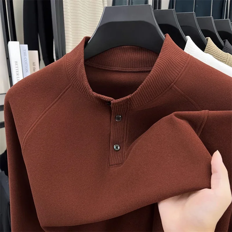 

Мужская термофутболка с полувысоким воротником и длинным рукавом для осени и зимы, теплая, с эффектом самонагревания, новинка 2025 года