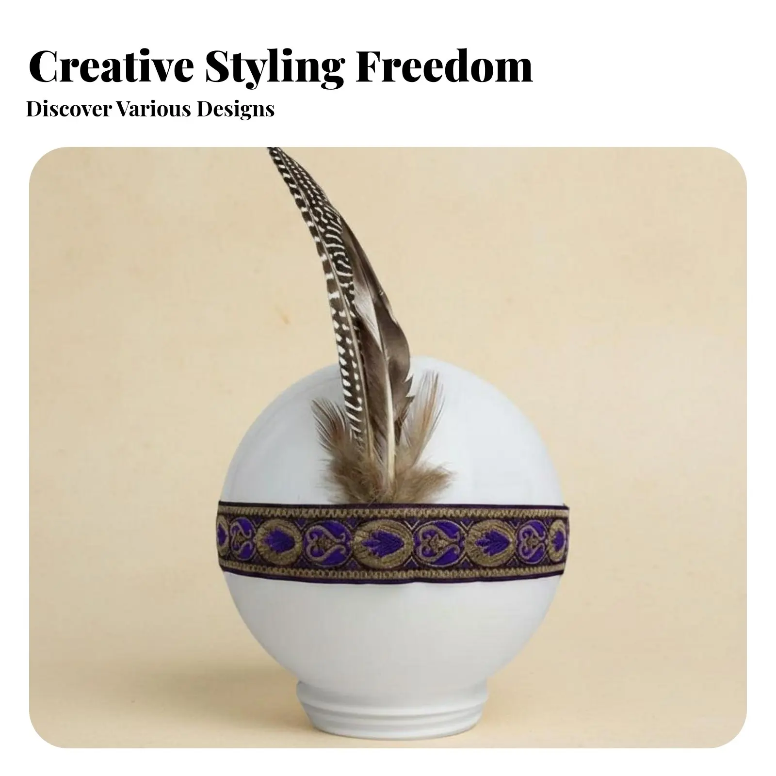 

Tribal Feather Headdress Ethnic Design Tribal Feather Hair Band Costume Accessory Handmade Adjustable for Children
