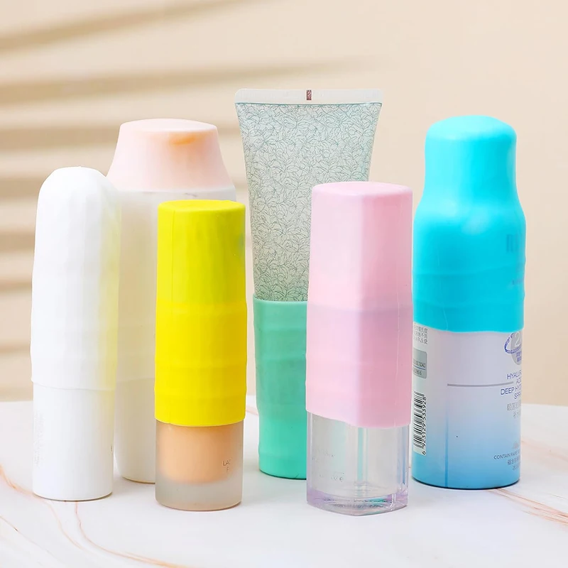 10Pcs Elastic Sleeves for Leak Proofing Silicone Bottle Covers Reusable Bottle Covers Set for Travel Toiletry Covers Sleeves