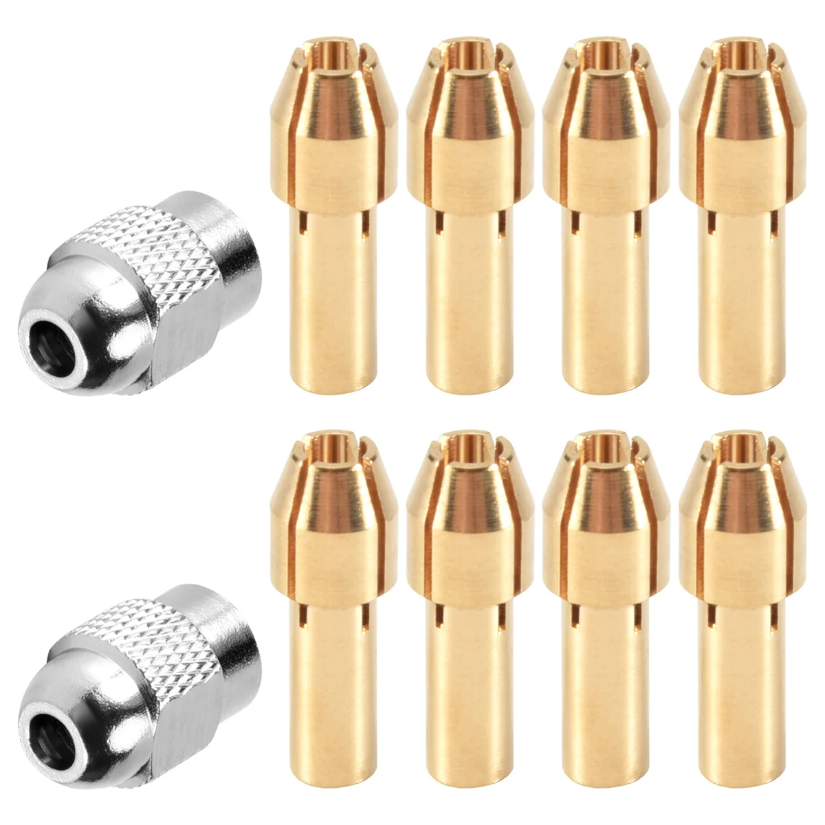 10 шт. латунная цанга для Dremel, замена 4485, набор инструментов для быстросменной вращающейся дрели, гайка 0,8/1,2/1,5/1,8/2,0/2,4/3,0/3,2 мм