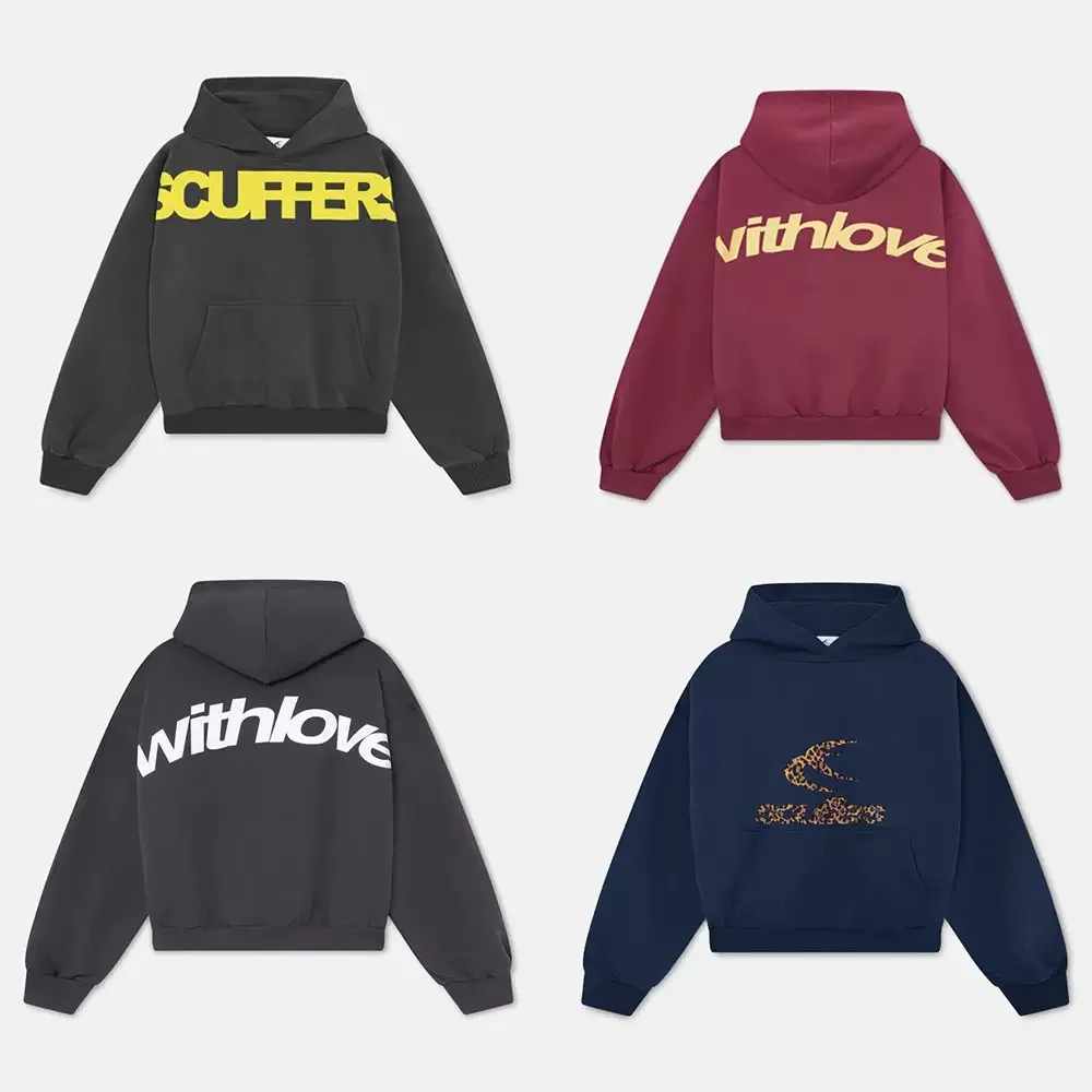 Image of 26FW Herren Oversized Hoodie Streetwear Sweatshirt Lässiger Pullover Hoodie Sweatshirt Boxy Fit Baumwollmischung Unisex Modebekleidung