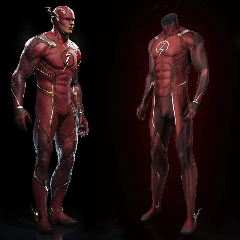 Zentaisuit roter Overall roter Blitz Barry Allen Cosplay Kostüm anpassbare erwachsene Männer Flash Cosplay Bodysuit mit Kopf bedeckung